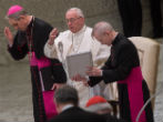 Pope Francis speaks at his General Audience. Image of Pope Francis speaks at his General Audience.