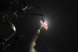 A cruise missile is fired from a U.S. Navy ship during a previous strike on Syrian facilities. Another such strike appears imminent. Image of A cruise missile is fired from a U.S. Navy ship during a previous strike on Syrian facilities. Another such strike appears imminent.