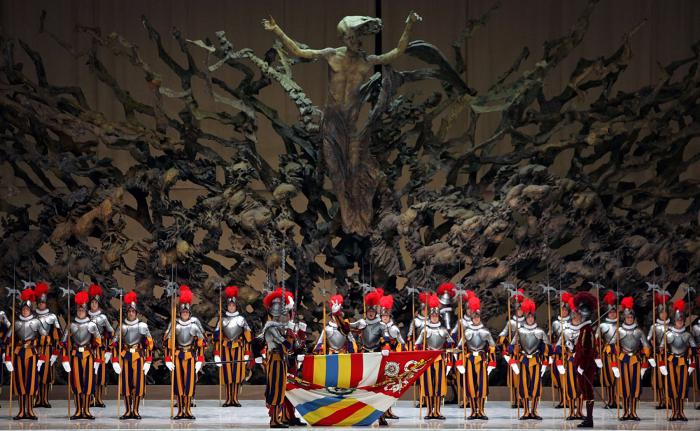 "The Resurrection" sculpture at the Vatican, depicts Jesus rising out of the crater of a nuclear blast, taking souls up to heaven. "The Resurrection" sculpture at the Vatican, depicts Jesus rising out of the crater of a nuclear blast, taking souls up to heaven.