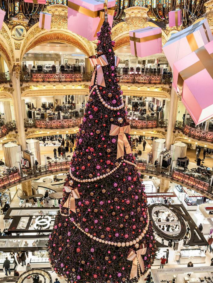 Paris' elaborate and colorful hanging Christmas tree.