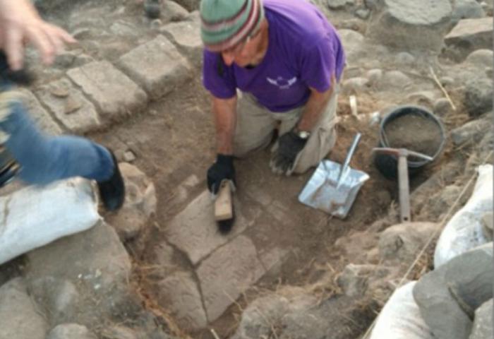 The slab was discovered on the eastern shore of the Sea of Galilee. The slab was discovered on the eastern shore of the Sea of Galilee.