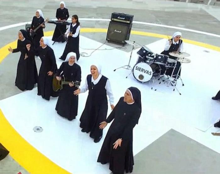 Nuns rock out for Pope Francis. Nuns rock out for Pope Francis.