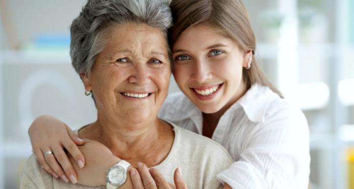 Older mother and daughter