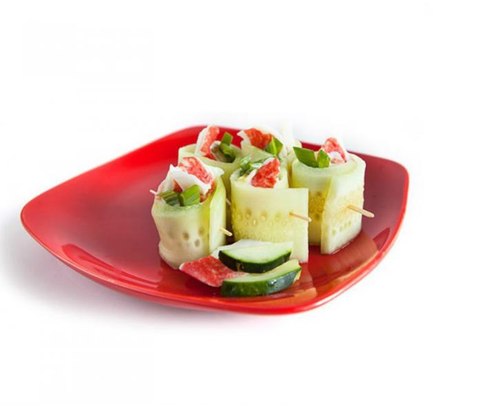 Cucumber crab wraps. Cucumber crab wraps.