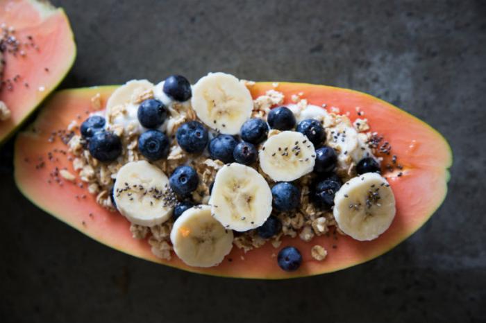 Greek Yogurt Papaya Boat. Greek Yogurt Papaya Boat.