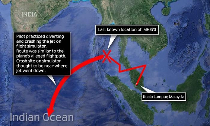 The path flown by MH370, according to investigators.