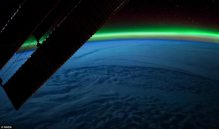A view of the northern lights from the International Space Station. 