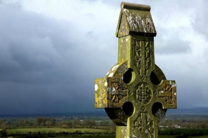 Celtic Cross on the hill at Cashel, Tipperary, Ireland.