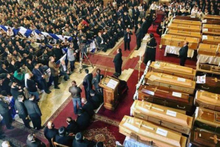 Tawadros II, Coptic Orthodox Patriarch of Alexandria, presides over a funeral liturgy for victims of the Dec. 11, 2016 bomb attack on his cathedral.