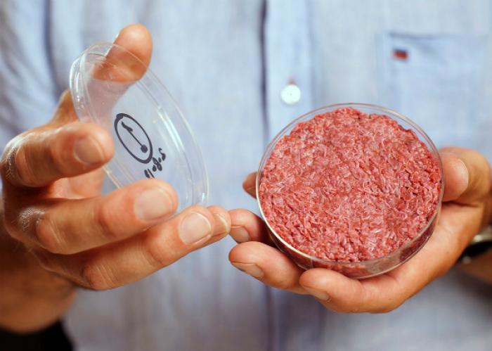 Cultured meat, grown in a lab and not on an animal, is in development. The product is not ready for market, but it should in in about a decade or so. Cultured meat will be much healthier and much cheaper than ranched meat. 