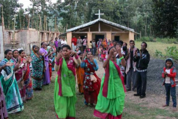A ceremony at a church-in-construction in Kandhamal district, Odisha, India.