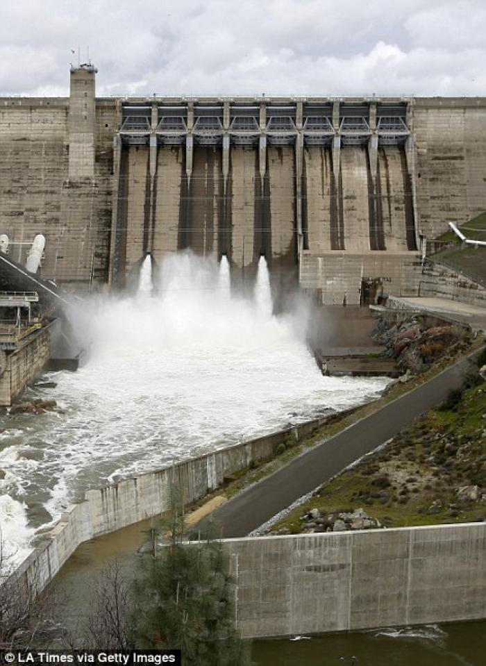 Today, the dam is releasing water on a routine basis as its basin fills with runoff. 