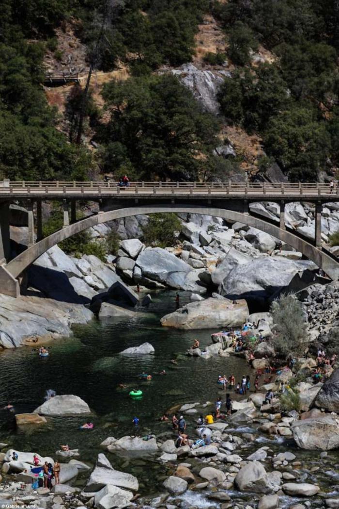 Swimmers keep cool under the South Yuba River Bridge in 2016. 
