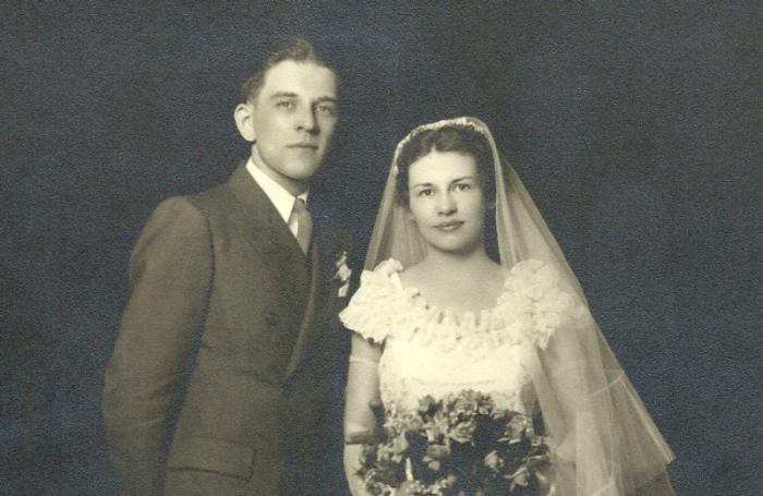 Carrie Lou Rausch with her husband, Paul, on their wedding day. Carrie Lou Rausch with her husband, Paul, on their wedding day.