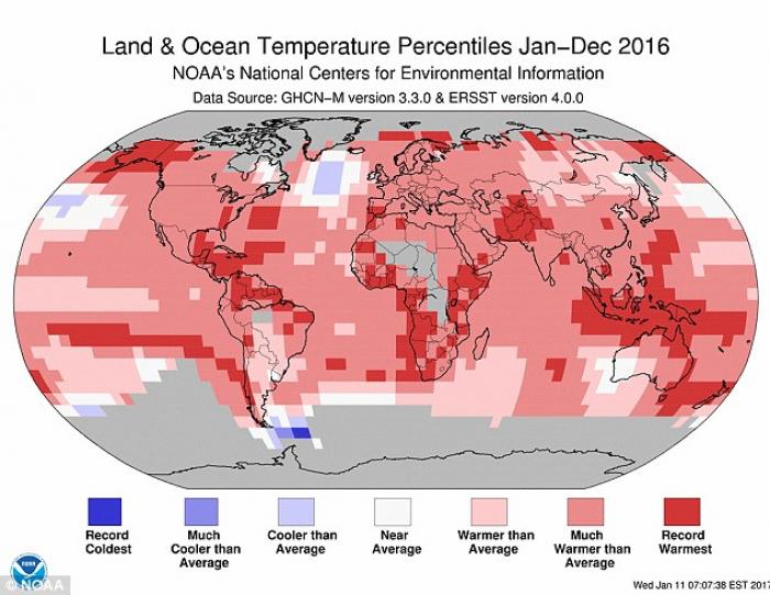 Map of 2016 temperature anomalies. 