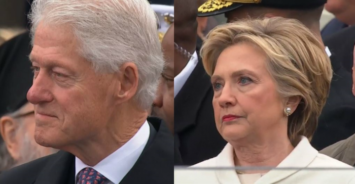 The Clintons struggled to appear happy during the inauguration ceremony.