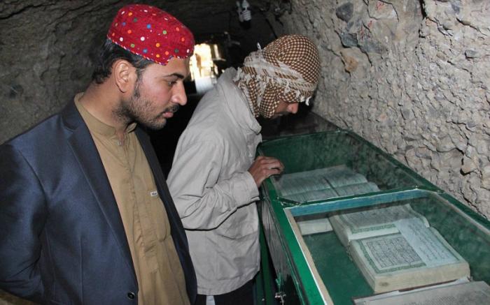 Many visit the shrine to see preserved historical copies of the Koran. Many visit the shrine to see preserved historical copies of the Koran.