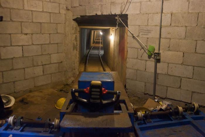 Tunnels often feature rails and cars which can speed up the movement of drugs. 