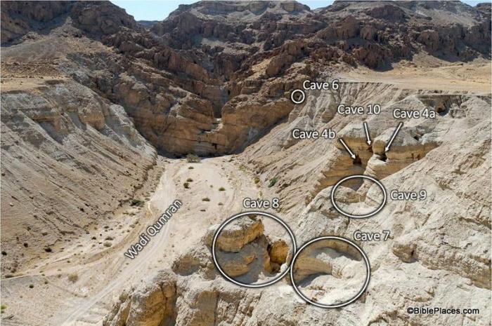 A graphic showing the Dead Sea Scroll caves. Archaeologists hope there are more. 