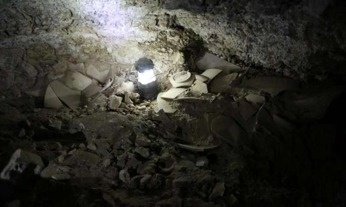 Fragments of broken jars discovered in the 12th cave. Unfortunately, looters raided the site in the 1950s.
