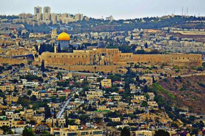 The city of Jerusalem, showing the Temple Mount area.