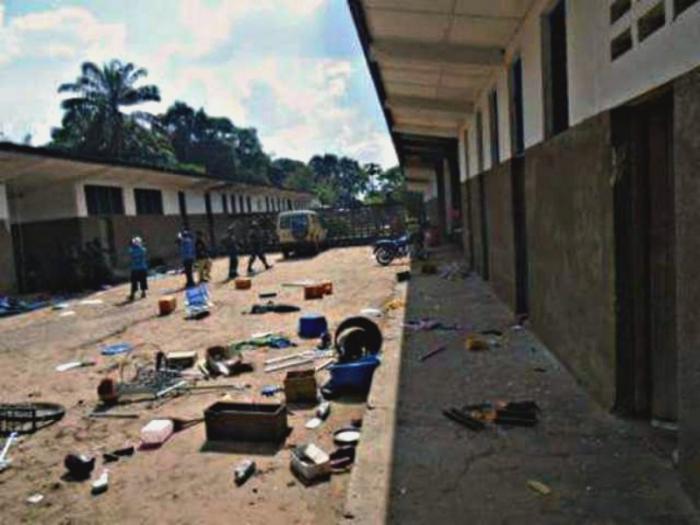 Damage at the Democratic Republic of the Congo's Malole seminary, which was struck by arson.