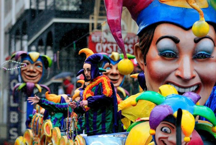 Colorful floats, elaborate costumes and beads are present at every Mardi Gras celebration.
