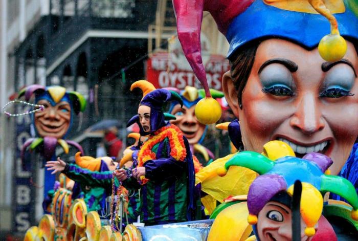 Colorful floats, elaborate costumes and beads are present at every Mardi Gras celebration. Colorful floats, elaborate costumes and beads are present at every Mardi Gras celebration.