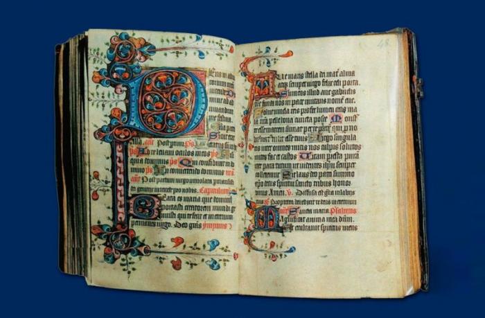 Two pages from King Richard III's Book of Hours.