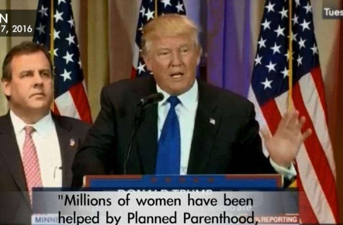 U.S. President Donald Trump acknowledges Planned Parenthood provides help - but is not willing to allow them to perform abortions.