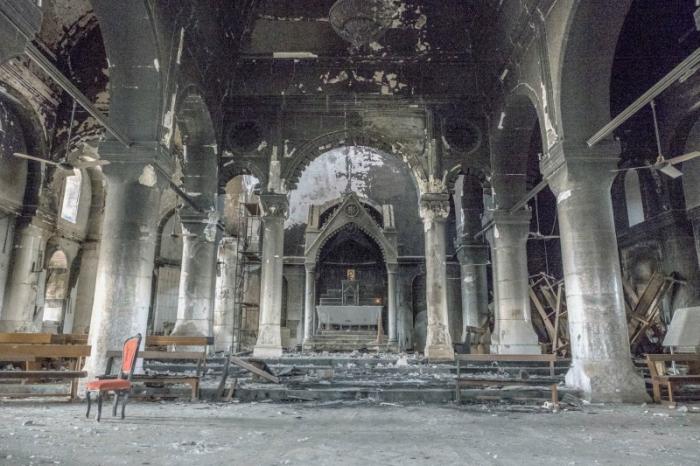 Inside the Church of the Immaculate Conception in Qaraqosh, Iraq.