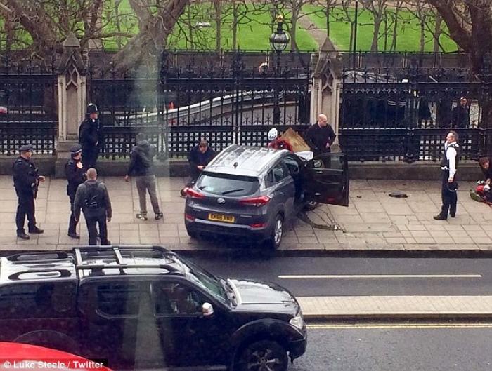 The attacker's car, which was used to mow down people on Westminster Bridge. About 40 people were injured. 