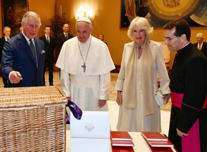 Pope Francis met Prince Charles and the Duchess of Cornwall.