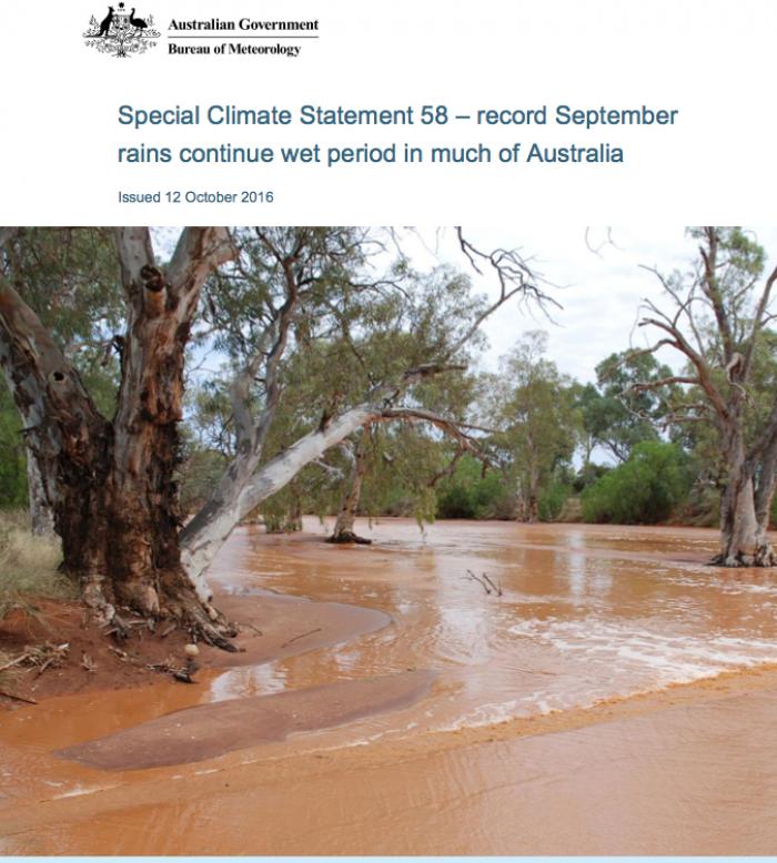 Fig 3. SCS 58 Record September rains continue wet period in much of Australia Issued 12 October 2016 Fig 3. SCS 58 Record September rains continue wet period in much of Australia Issued 12 October 2016