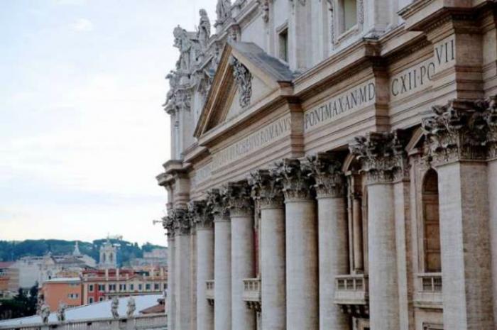 A view of the facade of St. Peter's Basilica from the Vatican's Apostolic Palace. A view of the facade of St. Peter's Basilica from the Vatican's Apostolic Palace.