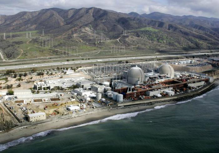 The power plant is a prominent feature next to California's Interstate 5. The Camp Pendleton Marine Corps Base is nearby along with naval installations and training facilities. The power plant is a prominent feature next to California's Interstate 5. The Camp Pendleton Marine Corps Base is nearby along with naval installations and training facilities.