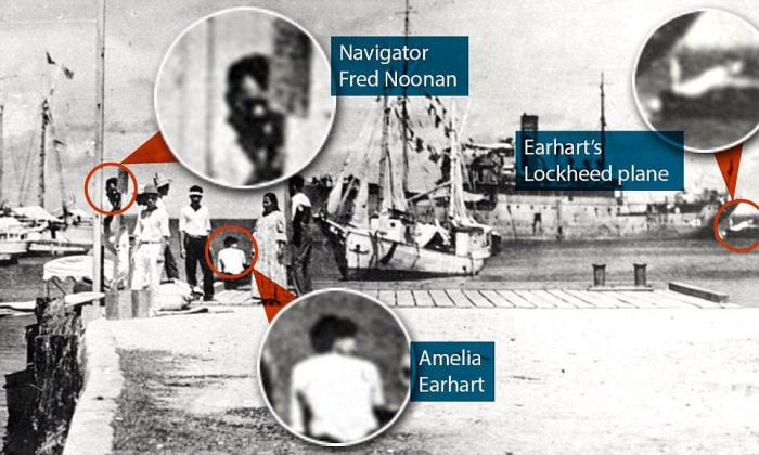 Noonan, Earhart, and the plane, according to expert analysis. Noonan, Earhart, and the plane, according to expert analysis.