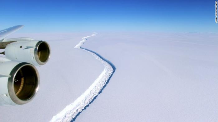 The rift that caused the iceberg was photographed in detail last year. Because of the darkness and conditions in Antarctica, no clear pictures of the iceberg have been taken yet. The rift that caused the iceberg was photographed in detail last year. Because of the darkness and conditions in Antarctica, no clear pictures of the iceberg have been taken yet.