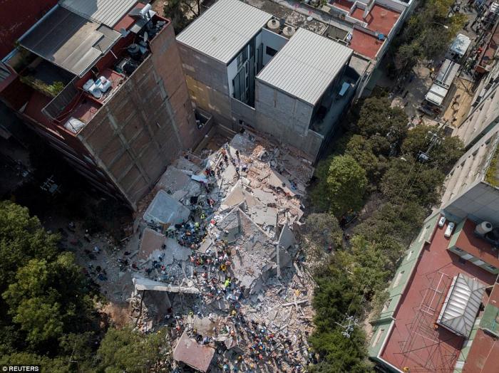 Several buildings pancaked, with multiple floors collapsing. It will take many days to clear out the rubble and locate the remains of the unlucky. 