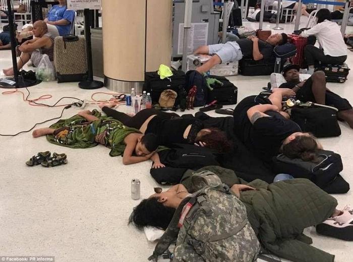 Thousands of people remain stranded at airports on the island. 