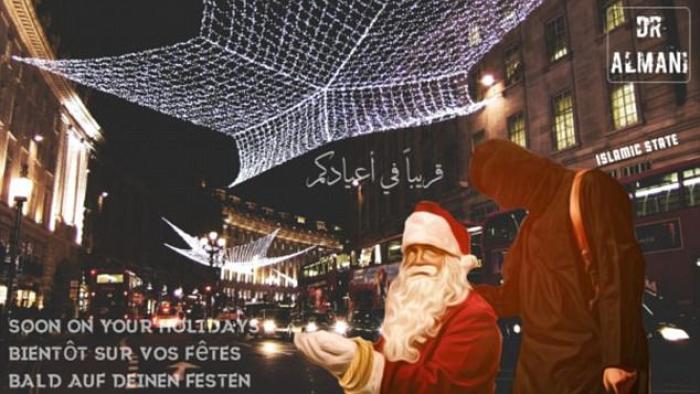 Santa with terrorist in London