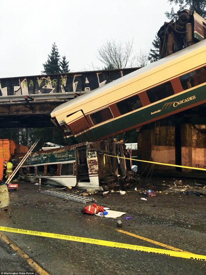 Three people were killed in the accident, all passengers. About five vehicles were struck by the falling passenger coach which was packed with people. 