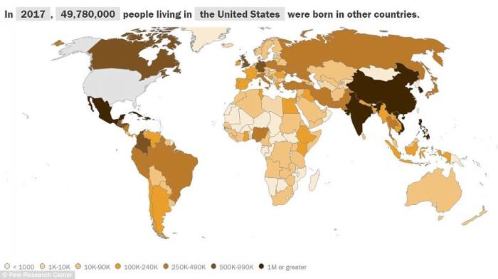 In 2017, there were nearly 50 million immigrants living in the United States. 