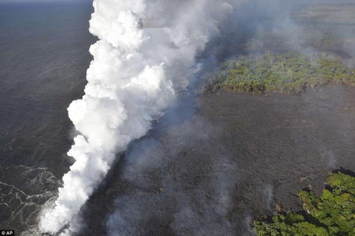 Gasses from the volcano are creating 'laze' which is a deadly, toxic gas that can be corrosive like battery acid. Gasses from the volcano are creating 'laze' which is a deadly, toxic gas that can be corrosive like battery acid.