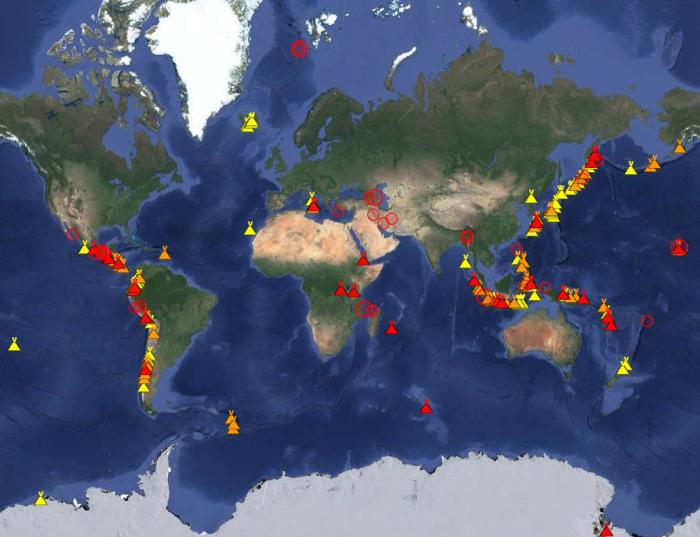 A map from the Volcano Discovery website reveals how much activity is taking place around the world at this moment. 