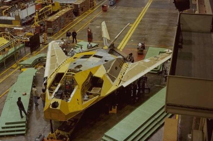 The F-117 Nighthawk Stealth Fighter under construction. The fighter-bomber was used to deadly effect The F-117 Nighthawk Stealth Fighter under construction. The fighter-bomber was used to deadly effect