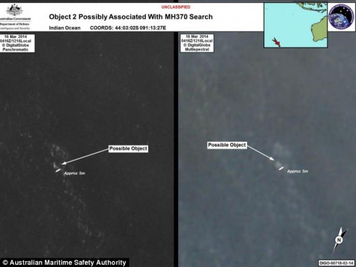The debris was spotted on satellite imagery and a total of four aircraft have been sent to investiga The debris was spotted on satellite imagery and a total of four aircraft have been sent to investiga