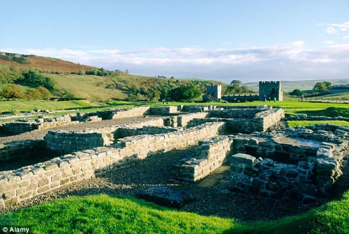 The toilet seat was discovered at Vindolanda fort (pictured) on Hadrian The toilet seat was discovered at Vindolanda fort (pictured) on Hadrian