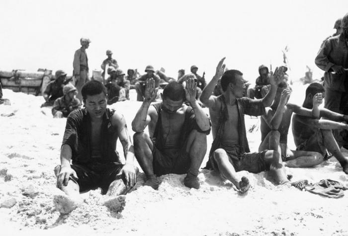 Japanese prisoners of war taken during the battle. Of the more than 4,500 defenders, only 17 survive Japanese prisoners of war taken during the battle. Of the more than 4,500 defenders, only 17 survive