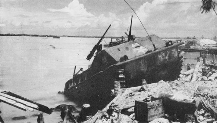 An amphtrac attempting to make it inland. An amphtrac attempting to make it inland.